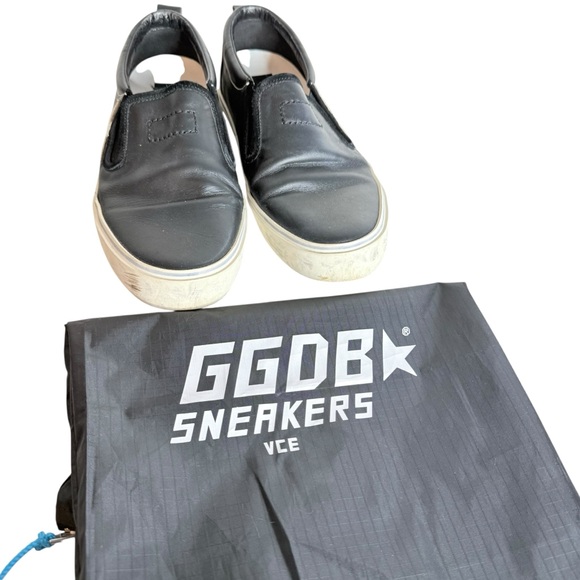 Golden Goose Hanami Black Leather Star Slip-On Sneakers Size 38 - Picture 2 of 10